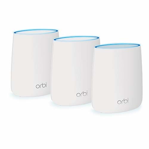 NETGEAR Orbi Whole Home Mesh WiFi System – WiFi router and 2 satellite extenders with speeds up to 2.2 Gbps over 6,000 sq. feet, AC2200 (RBK23)