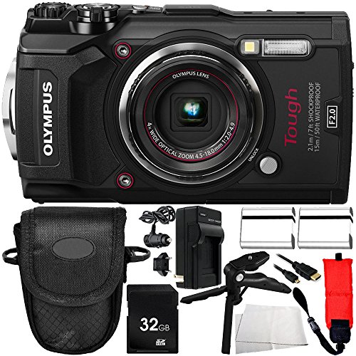 Olympus TG-5 Digital Camera (Black) 10PC Accessory Bundle – Includes 2x Replacement Batteries + AC/DC Rapid Home & Travel Charger + MORE
