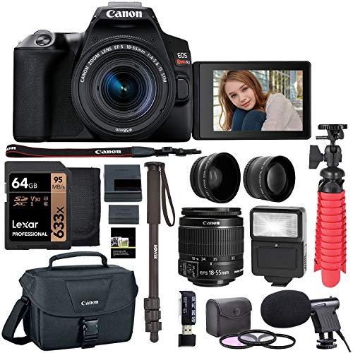 Canon EOS Rebel SL3 DSLR with Lexar 64GB, Microphone, Camera Bag, Flash and More