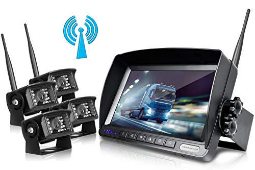 ZEROXCLUB Digital Wireless Backup Camera System Kit No Interference IP69 Waterproof Wireless Rearview Camera 7”Wireless Reversing Monitor for Truck/Semi-Trailer/RV/Box Truck (WX04)