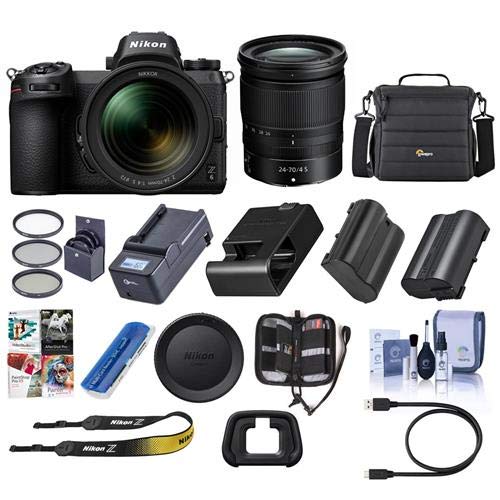 Nikon Z6 FX-Format Mirrorless Camera with NIKKOR Z 24-70mm f/4 S Lens – Nikon Mount Adapter FTZ – Bundle with Camera Case+72mm Filter Kit+Spare Battery+Charger+Cleaning Kit+Memory Wallet+PC Software