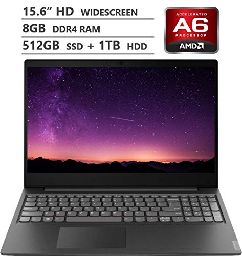 2019 Newest Lenovo Ideapad S145 15.6″ HD TN Widescreen Laptop, AMD A6-9225 Processor up to 3.00GHz, 8GB RAM, 512GB PCIe NVMe M.2 SSD + 1TB HDD, HDMI, Wireless-AC, Bluetooth, Windows 10, Granite Black