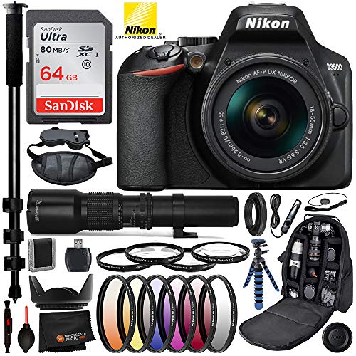 Nikon D3500 DSLR Camera with 1855mm Lens (1590), 500mm Telephoto Lens