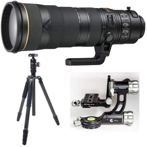 Nikon AF-S NIKKOR 180-400mm f/4E TC1.4 FL ED VR Lens - Bundle with FotoPro X-Go Max Carbon Fiber Tripod with Built-in Monopod FPH-62Q Ball Head, Fotopro E-6H Gimbal Head, Black