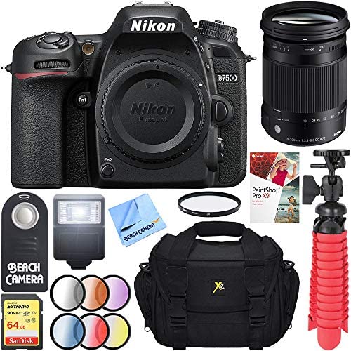 Nikon D7500 20.9MP DX-Format Digital SLR Camera with Sigma 18-300mm F3.5-6.3 DC Macro OS HSM Lens Accessory Bundle Nikon D7500 20.9MP DX-Format Digital SLR Camera with Sigma 18-300mm F3.5-6.3 DC Macro OS HSM Lens Accessory Bundle