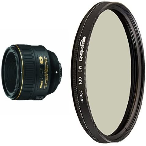 Nikon AF-S FX NIKKOR 58mm f/1.4G Lens for Nikon DSLR Cameras with AmazonBasics Circular Polarizer Lens - 72 mm