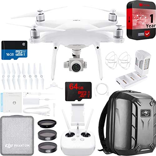 DJI Phantom 4 Pro Quadcopter Drone Camera with Battery, Charging Hub, Custom Backpack and 64GB Memory Card (CP.PT.000488)