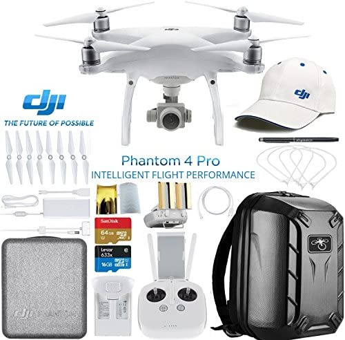 DJI Phantom 4 Pro Quadcopter Drone w/DJI Pilot's Hat & Hard Shell Backpack Bundle