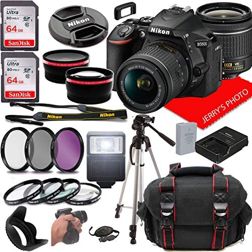 Nikon D5600 DSLR Camera w/NIKKOR 18-55mm f/3.5-5.6G VR Lens + Case + 128GB Memory (26pc Bundle)