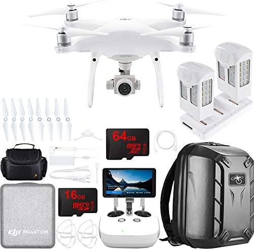 DJI Phantom 4 Pro Plus Quadcopter Drone with Deluxe Controller Bundle with Xtra Capacity Battery, 2X 32GB Memory Card, Hardshell Backpack, Set of 4 Propeller Guards, Gadget Bag and Charging Hub
