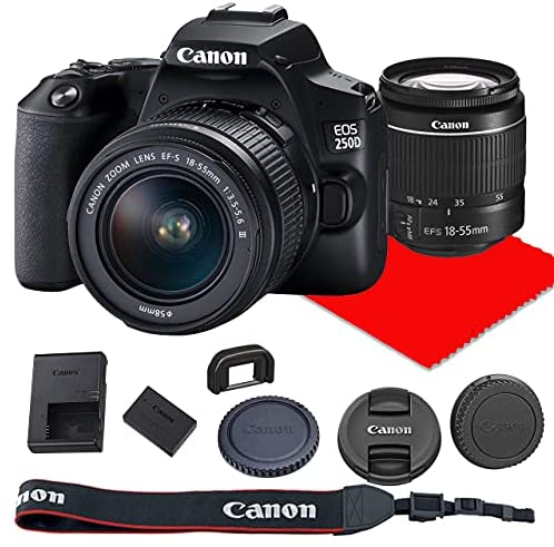 Canon EOS 250D / Rebel SL3 DSLR Camera w/ 18-55mm F/3.5-5.6 III Lens (Renewed)