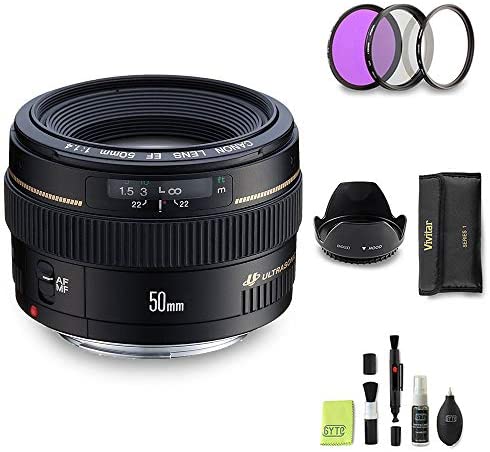 GYTE Bundle | Canon Lens - EF 50mm f/1.4 USM - Prime Lens for Canon DSLR Cameras + 3-Piece Filter Kit + Cleaning Set | Premium Accessories Bundle