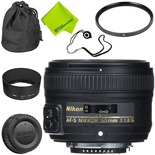 Nikon AF-S NIKKOR 50mm f/1.8G Lens Base Bundle (Renewed)