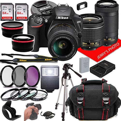 Nikon D3500 DSLR Camera w/NIKKOR 18-55mm f/3.5-5.6G VR +70-300mm f/4.5-6.3G ED Lenses + Case + 128GB Memory (28pc Bundle)