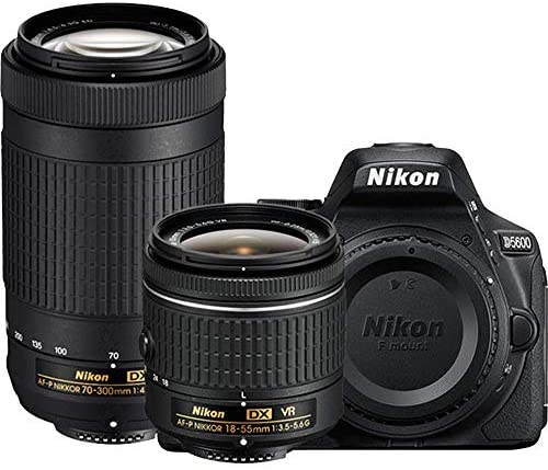 Nikon D5600 24.2MP DSLR Camera with 18-55mm VR and 70-300mm Dual Lens (Black) – (Renewed) (18-55mm VR & 70-300mm 2 Lens Kit)