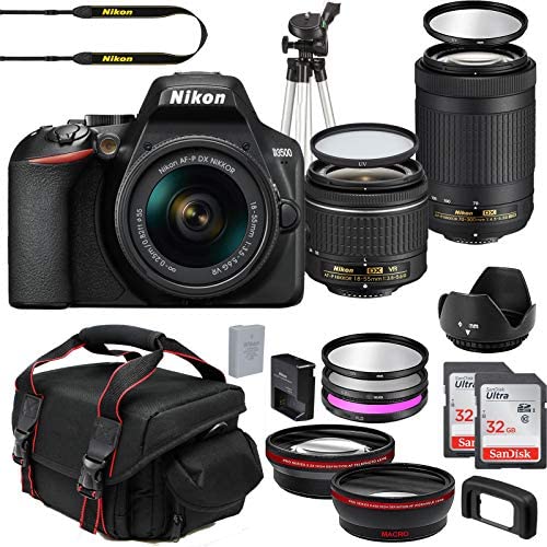 Nikon D3500 DX-Format DSLR Two Lens Import Kit with AF-P DX NIKKOR 18-55mm f/3.5-5.6G VR & AF-P DX NIKKOR 70-300mm f/4.5-6.3G ED + Deluxe Accessory Bundle Included Extra Lenses Memory Cards and More
