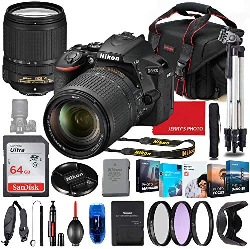 Nikon Intl. D5600 DSLR Camera with 18-140mm Lens Bundle + Premium Accessory Bundle Including 64GB Memory, Filters, PhotoVideo Software Package, Shoulder Bag & More