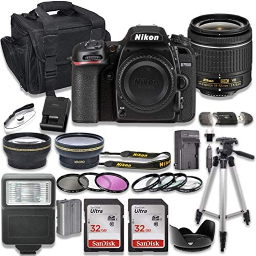 Nikon D7500 DSLR Camera with AF-P 18-55mm VR Lens + 2 x 32GB Card + Accessory Kit