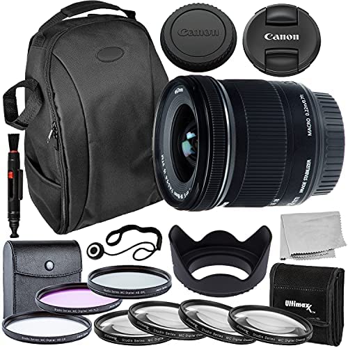 Canon EF-S 10-18mm f/4.5-5.6 is STM Lens (International Version) Essential Filter Bundle - Includes: 4PC Macro Lens Filter Set + 3PC Digital HD UV Filter Kit + Water Resistant Backpack + More