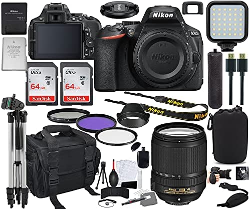Nikon Intl. D5600 DSLR Camera with 18-140mm VR Lens Bundle (1577) + Prime Accessory Kit Including 128GB Memory, Light, Camera Case, Hand Grip & More