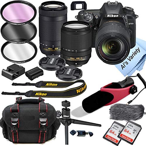 Nikon D7500 DSLR Camera Kit with 18-140mm VR + 70-300mm Zoom Lenses | Built-in Wi-Fi|20.9 MP CMOS Sensor | 128Gb Memory | Shotgun Condenser Micro Phone | 18pc Bundle