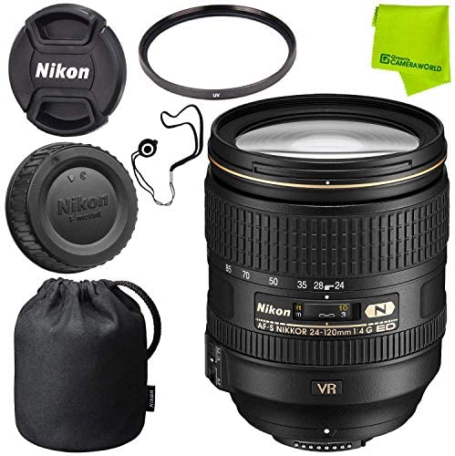 Nikon AF-S NIKKOR 24-120mm f/4G ED VR Lens Base Bundle (Renewed)