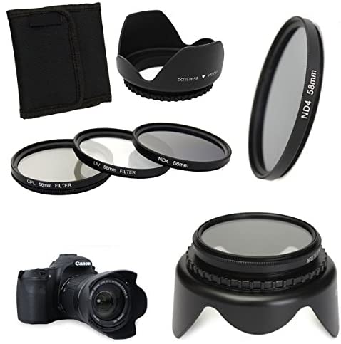 58mm UV CPL ND4 Circular Polarizing Filter Kit Set + Lens Hood for Canon Camera 58mm UV CPL ND4 Circular Polarizing Filter Kit Set + Lens Hood for Canon Camera
