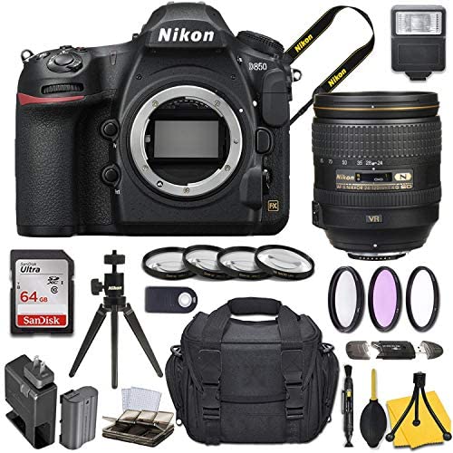 Nikon D850 DSLR Camera with AF-S NIKKOR 24-120mm f/4G ED VR Lens + Basic Travel Kit