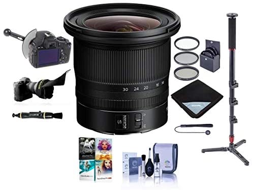 Nikon NIKKOR Z 14-30mm f/4 S Ultra-Wide Zoom Lens - Bundle with 82mm Filter Kit, Flex Lens Shade, FocusShifter DSLR Follow Focus & Rack Focus, Monopod with Fluid Base, Software Pack, and More