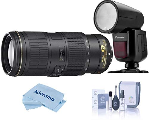 Nikon 70-200mm f/4G ED AF-S VR Zoom NIKKOR Lens U.S.A. Warranty - with Flashpoint Zoom Li-on X R2 TTL On-Camera Round Flash Speedlight, Cleaning Kit, Microfiber Cloth