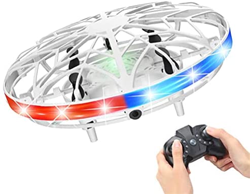 UFO Drone Toy Kids Manual Drone with 5 Sensor Heads UFO Drone Flying Ball Toy with Colorful Lights for Boys and Girls 4+ Years Gift(Color: Green)(White)