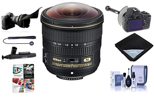 Nikon 8-15mm f/3.5-4.5E EDIF AF-S Fisheye NIKKOR Lens USA - Bundle with FocusShifter DSLR Follow Focus, Flex Lens Shade, Lens Wrap, Cleaning Kit, Capleash II, Software Package, Cleaner