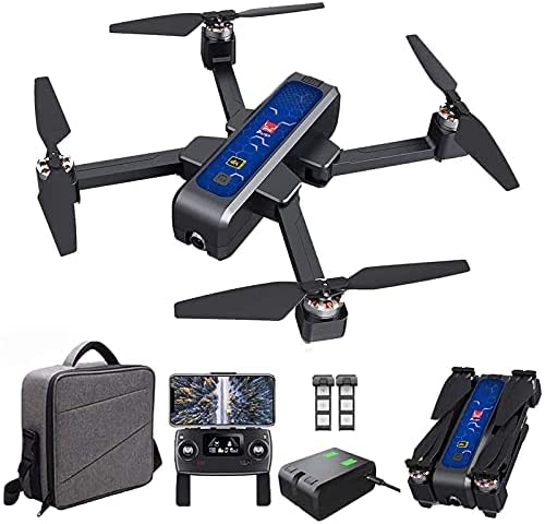 KKMUYBVDG Drone Bugs 4W GPS FPV Drone with 4K HD Camera 5G WiFi Transmission Brushless Foldablewith Optical Flow Positioning Auto Return Follow Me with Handbag (Color : 2 Battery)