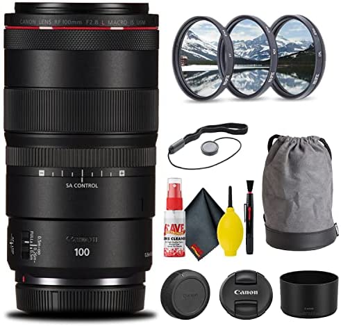 Canon RF 100mm f/2.8L Macro is USM Lens (4514C002) + Filter Kit + Cap Keeper + Cleaning Kit + More (Renewed)