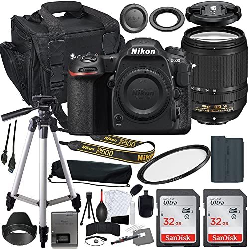 Nikon D500 DSLR Camera (1559) with 18-140mm Lens Bundle + Accessory Kit inlcuding 64GB Memory, UV Filter, Camera Case & More