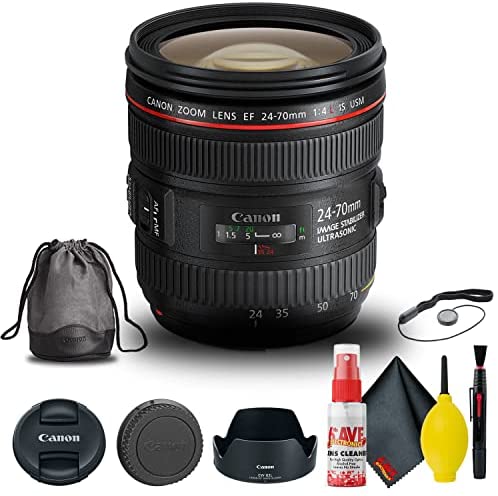 Canon EF 24-70mm f/4L is USM Lens (6313B002) + Filter Kit + Cap Keeper + Cleaning Kit + More (Renewed)
