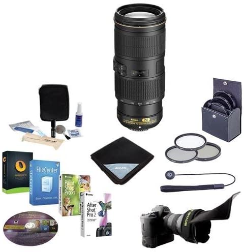 Nikon 70-200mm f/4G ED AF-S VR Zoom NIKKOR Lens - Bundle with 67mm Filter Kit, Flex Lens Shade, Cleaning Kit, Lens Cap Leash, Lens Wrap, PC Software Package