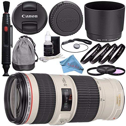 Canon EF 70-200mm f/4L is USM Lens 1258B002 + 67mm 3pc Filter Kit + 67mm Macro Close Up Kit + Lens Pen Cleaner + Fibercloth + Deluxe Cleaning Kit Bundle