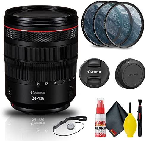 Canon RF 24-105mm f/4L is USM Lens (2963C002) + Filter Kit + Cap Keeper + Cleaning Kit + More (Renewed)