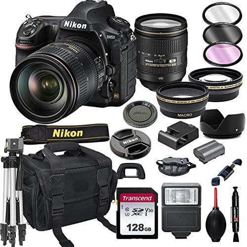 Nikon D850 DSLR Camera with 24-120mm VR Lens Bundle + 128GB Card, Tripod, Flash, and More (20pc Bundle)