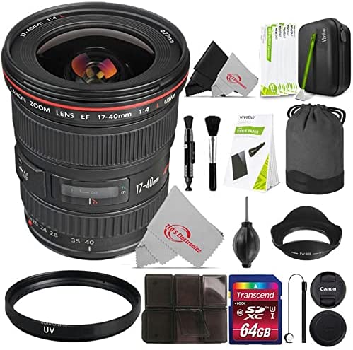 EF 17-40mm f/4L USM Lens + 64GB Memory Card + Accessory Kit (Import Model)