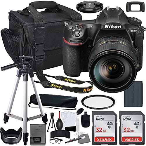 Nikon D850 DSLR Camera (1585) with 24-120mm Lens Bundle+ Accessory Kit Including 64GB Memory, UV Filter, Camera Case & More