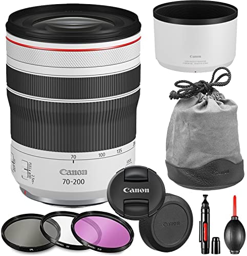 Canon RF 70-200mm f/4L is USM Lens Bundle with Lens Hood and Pouch + HD Filter Kit with UV, CPL and FLD Filters, Cap Keeper and Pen/Blower