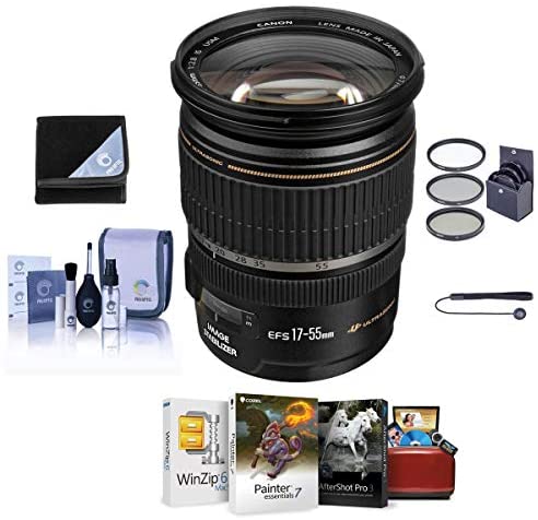 Canon EF-S 17-55mm f/2.8 is USM Digital SLR Zoom Lens USA Warranty Bundle with 77mm Filter Kit, Lens Cap Leash, Lens Cleaning Kit, Mac Software Package, Lens Wrap (15x15)