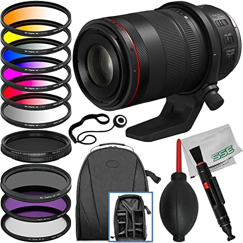 Canon RF 100mm f/2.8L Macro is USM Lens + Variable Neutral Density Filter (ND2-ND400), 6PC Gradual Color Filter Kit, 3PC Multi-Coated UV Filter Kit, Water Resistant Backpack & More (20pc Bundle)