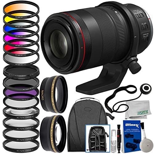 Canon RF 100mm f/2.8L Macro is USM Lens + Variable Neutral Density Filter (ND2-ND400), 6PC Gradual Color Filter Kit, 3PC Multi-Coated UV Filter Kit, Wide-Angle Lens Filter & More (28pc Bundle)