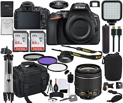 Nikon Intl. D5600 DSLR Camera with 18-55mm VR Lens Bundle (1576) + Prime Accessory Kit Including 128GB Memory, Light, Camera Case, Hand Grip & More