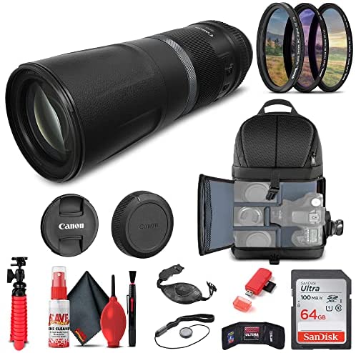 Canon RF 800mm f/11 is STM Lens (3987C002) + Backpack + 64GB Card + Card Reader + UV Filter + Flex Tripod + Memory Wallet + Cap Keeper + Cleaning Kit + Hand Strap + More (Renewed)