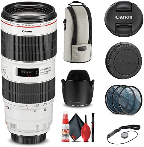 Canon EF 70-200mm f/2.8L is III USM Lens (3044C002) + Filter Kit + Cap Keeper + Cleaning Kit + More (Renewed)