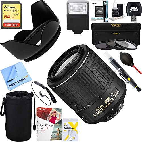 Nikon AF-S DX NIKKOR 55-200mm f/4-5.6G ED VR II Lens + 64GB Ultimate Filter & Flash Photography Bundle